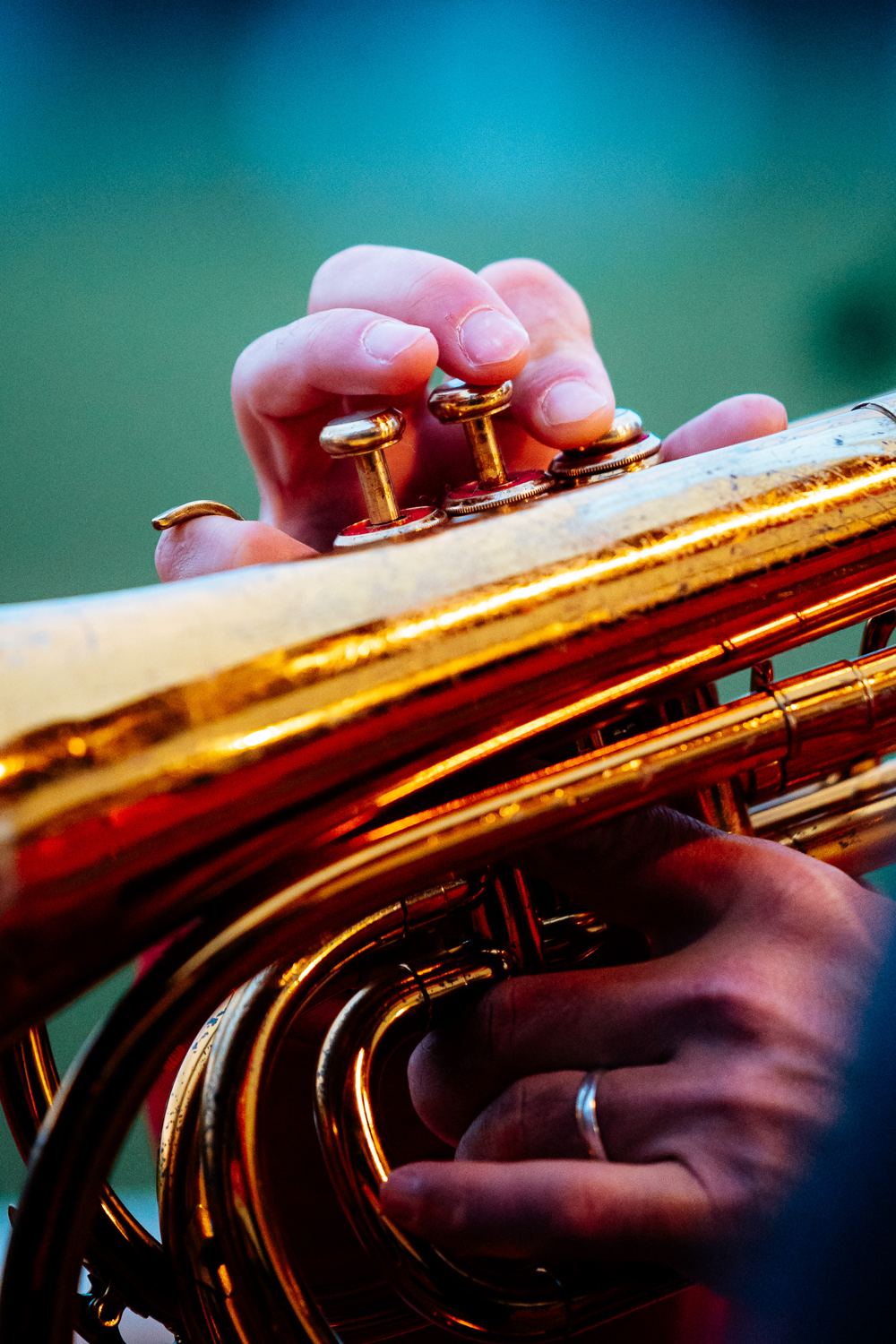 Trompette de la fanfare en gros plan